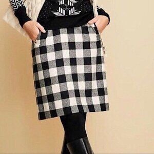NEW Talbots Skirt Women's 4 Black-White Buffalo Plaid Wool Blend Mini Preppy